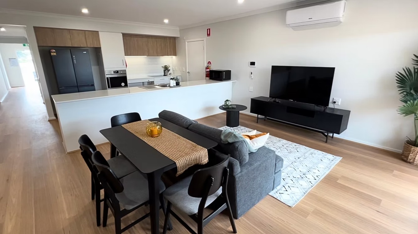 Open plan living and kitchen at the Officer SDA home